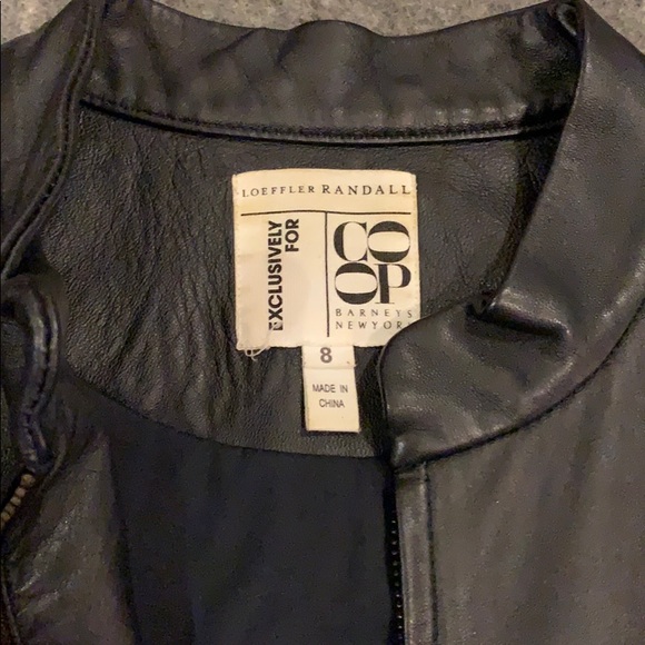 LOEFFLER RANDALL NAVY LEATHER BOMBER JACKET SZ 8 - Picture 5 of 12
